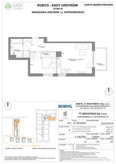 Mieszkanie, 43,51 m², 2 pokoje, 3 piętro, oferta nr SU3/A/3/14