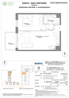 Mieszkanie, 36,19 m², 2 pokoje, 3 piętro, oferta nr SU3/A/3/8