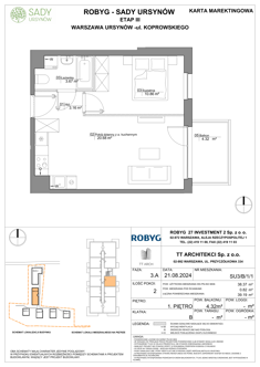 Mieszkanie, 38,37 m², 2 pokoje, 1 piętro, oferta nr SU3/B/1/1