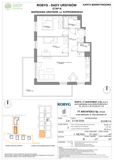 Mieszkanie, 63,55 m², 3 pokoje, 1 piętro, oferta nr SU3/B/1/4