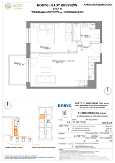 Mieszkanie, 37,84 m², 2 pokoje, 2 piętro, oferta nr SU3/B/2/8