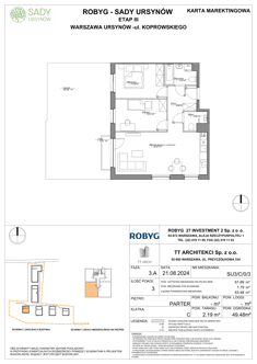 Mieszkanie, 61,69 m², 3 pokoje, parter, oferta nr SU3/C/0/3