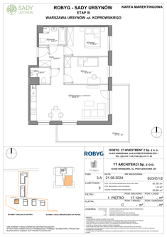 Mieszkanie, 61,78 m², 3 pokoje, 1 piętro, oferta nr SU3/C/1/2