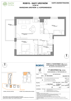 Mieszkanie, 48,57 m², 3 pokoje, 1 piętro, oferta nr SU3/D/1/5