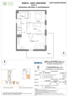 Mieszkanie, 57,49 m², 3 pokoje, 1 piętro, oferta nr SU3/E/1/3