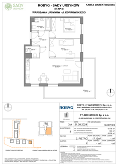 Mieszkanie, 61,78 m², 3 pokoje, 2 piętro, oferta nr SU3/F/2/2