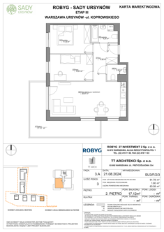 Mieszkanie, 61,78 m², 3 pokoje, 2 piętro, oferta nr SU3/F/2/3