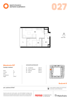 Mieszkanie, 37,93 m², 2 pokoje, 3 piętro, oferta nr A027