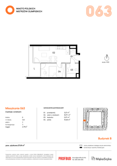 Mieszkanie, 37,81 m², 2 pokoje, 2 piętro, oferta nr B063