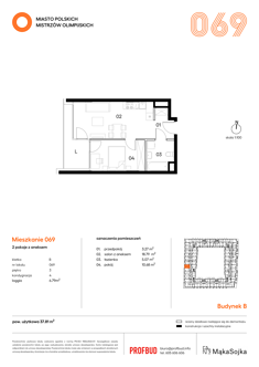 Mieszkanie, 37,81 m², 2 pokoje, 3 piętro, oferta nr B069