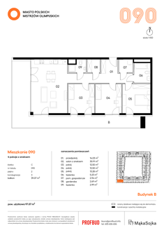 Mieszkanie, 97,07 m², 4 pokoje, 2 piętro, oferta nr C090