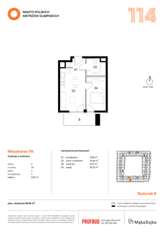 Mieszkanie, 35,86 m², 2 pokoje, 3 piętro, oferta nr D114