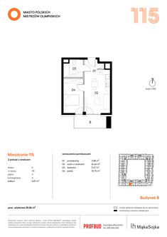 Mieszkanie, 35,87 m², 2 pokoje, 3 piętro, oferta nr D115