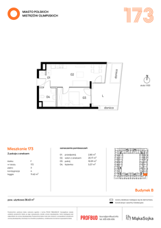 Mieszkanie, 38,63 m², 2 pokoje, 3 piętro, oferta nr F173