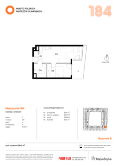 Mieszkanie, 38,63 m², 2 pokoje, 4 piętro, oferta nr F184