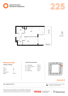 Mieszkanie, 37,72 m², 2 pokoje, 3 piętro, oferta nr G225