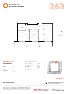 Mieszkanie, 54,36 m², 3 pokoje, 3 piętro, oferta nr H263