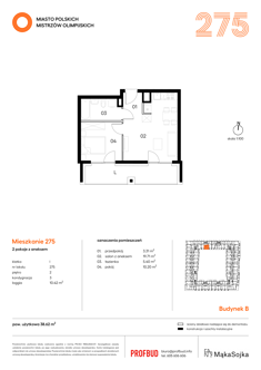 Mieszkanie, 38,62 m², 2 pokoje, 2 piętro, oferta nr I275