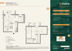 Mieszkanie, 58,69 m², 1 pokój, 2 piętro, oferta nr A-15