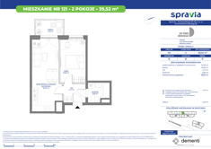 Mieszkanie, 39,52 m², 2 pokoje, 8 piętro, oferta nr 121