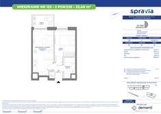 Mieszkanie, 33,46 m², 2 pokoje, 8 piętro, oferta nr 123