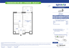 Mieszkanie, 33,46 m², 2 pokoje, 10 piętro, oferta nr 226