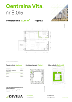 Mieszkanie, 33,68 m², 1 pokój, 2 piętro, oferta nr E.015