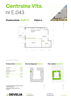 Mieszkanie, 36,87 m², 2 pokoje, 6 piętro, oferta nr E.043