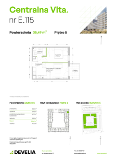 Mieszkanie, 35,49 m², 2 pokoje, 5 piętro, oferta nr E.115