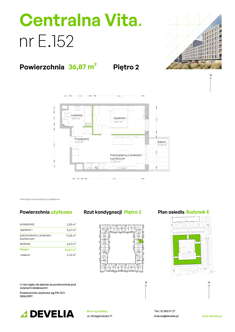 Mieszkanie, 36,87 m², 2 pokoje, 2 piętro, oferta nr E.152