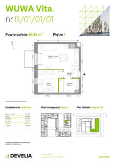 Mieszkanie, 40,36 m², 2 pokoje, 1 piętro, oferta nr B.01.01.01