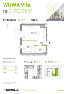 Mieszkanie, 40,36 m², 2 pokoje, 3 piętro, oferta nr B.03.01.01