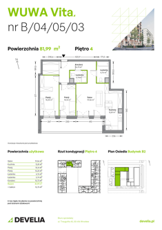 Mieszkanie, 81,99 m², 3 pokoje, 4 piętro, oferta nr B.04.05.03