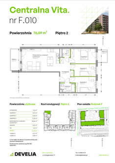 Mieszkanie, 76,59 m², 4 pokoje, 2 piętro, oferta nr F.010