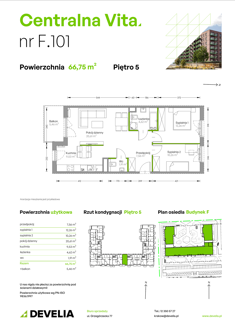 Mieszkanie, 66,75 m², 3 pokoje, 5 piętro, oferta nr F.101