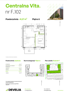 Mieszkanie, 41,27 m², 2 pokoje, 5 piętro, oferta nr F.102