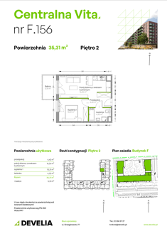 Mieszkanie, 35,31 m², 2 pokoje, 2 piętro, oferta nr F.156