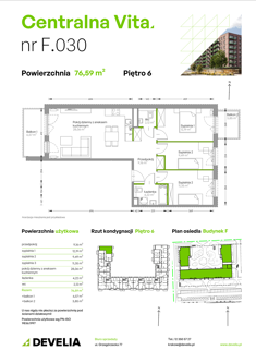 Mieszkanie, 76,59 m², 4 pokoje, 6 piętro, oferta nr F.030