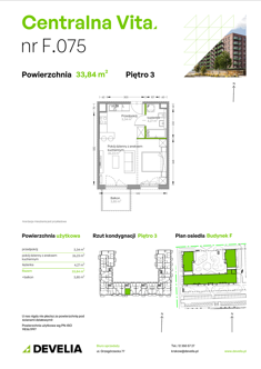 Mieszkanie, 33,84 m², 1 pokój, 3 piętro, oferta nr F.075