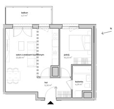 Mieszkanie, 43,72 m², 2 pokoje, 4 piętro, oferta nr A/04/046