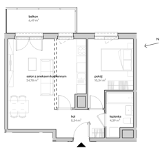 Mieszkanie, 44,85 m², 2 pokoje, 4 piętro, oferta nr A/04/048