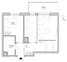 Mieszkanie, 44,29 m², 2 pokoje, 1 piętro, oferta nr C/01/179