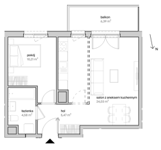 Mieszkanie, 44,29 m², 2 pokoje, 2 piętro, oferta nr C/02/181