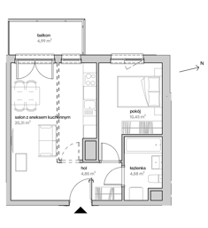 Mieszkanie, 40,17 m², 2 pokoje, 1 piętro, oferta nr D/01/211