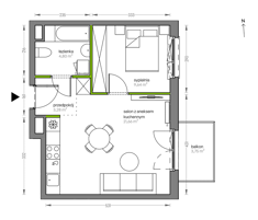 Mieszkanie, 39,38 m², 2 pokoje, 1 piętro, oferta nr F/010