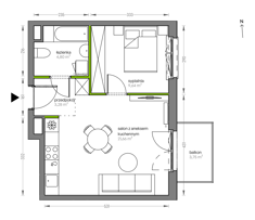 Mieszkanie, 39,38 m², 2 pokoje, 2 piętro, oferta nr F/019