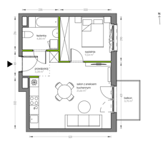 Mieszkanie, 39,38 m², 2 pokoje, 3 piętro, oferta nr F/028