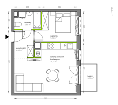 Mieszkanie, 42,58 m², 2 pokoje, 1 piętro, oferta nr F/079