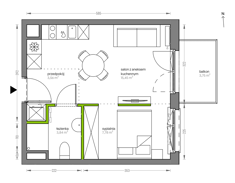 Mieszkanie, 30,63 m², 2 pokoje, 2 piętro, oferta nr F/088