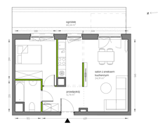 Mieszkanie, 43,69 m², 2 pokoje, parter, oferta nr G/003